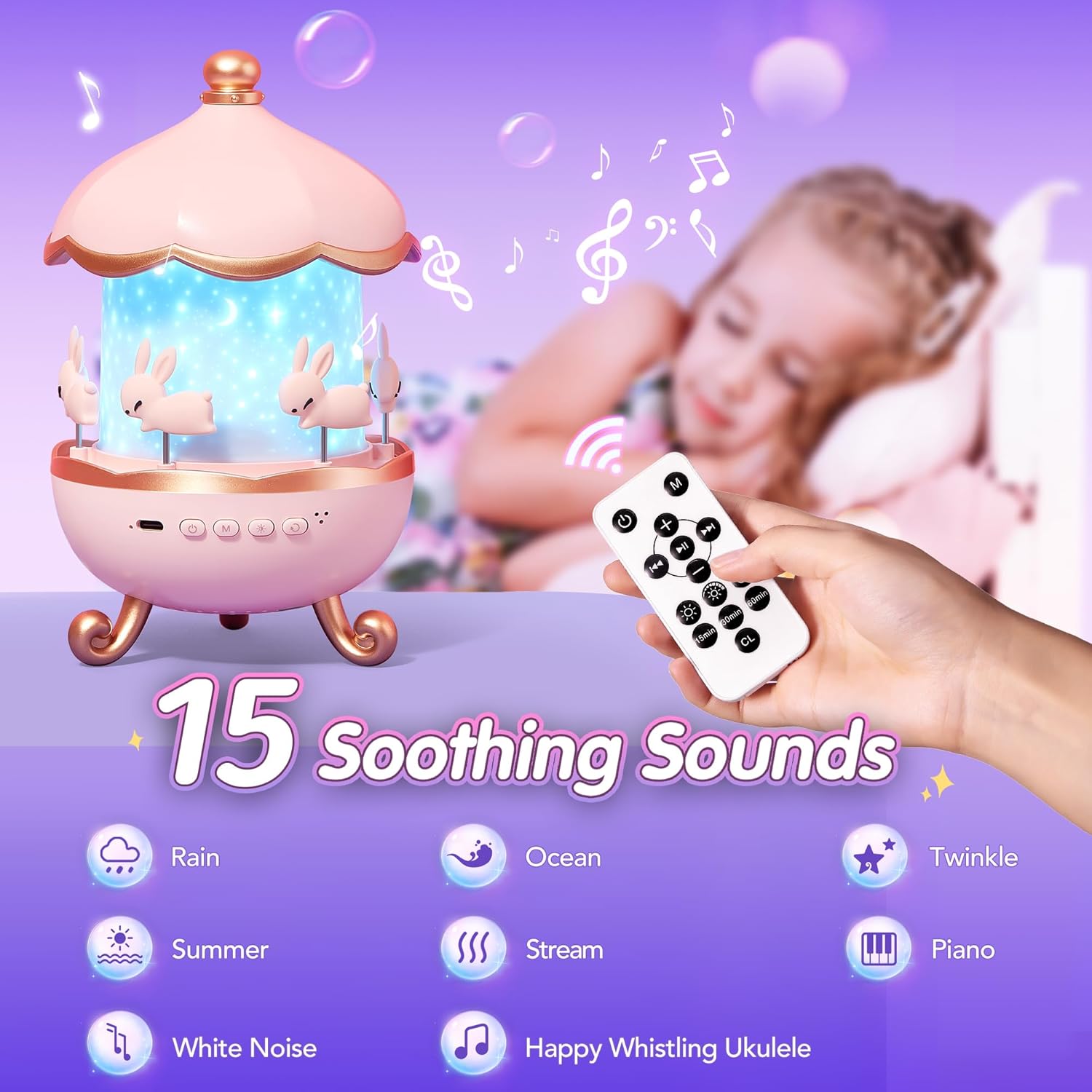 Night Light for Kids Gifts, 15 Sound Machine Baby Night Light