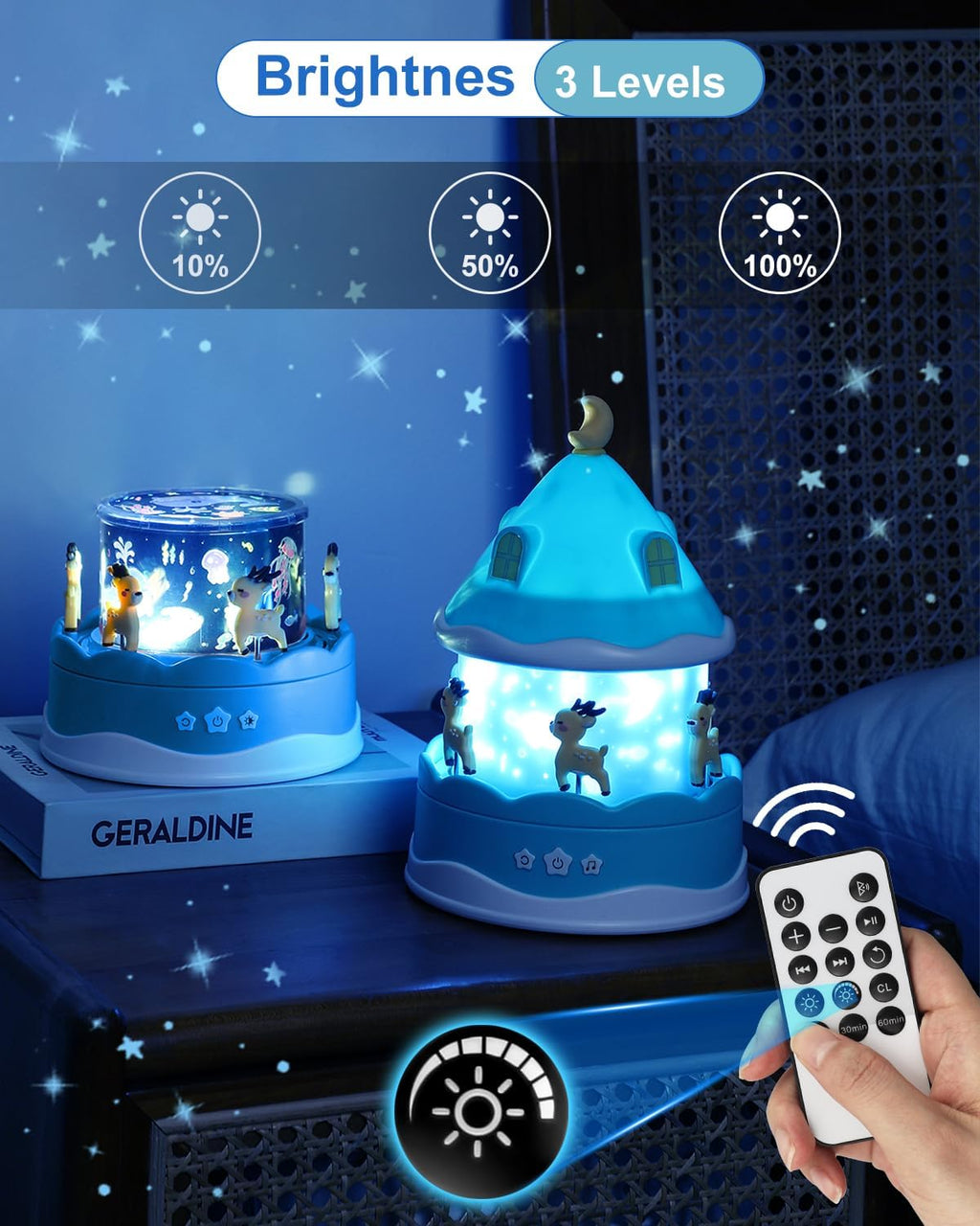 Projector Night Light for Kids, 12 Music 12 Films Light Projector with Timer and Remote Control for Kids Gift