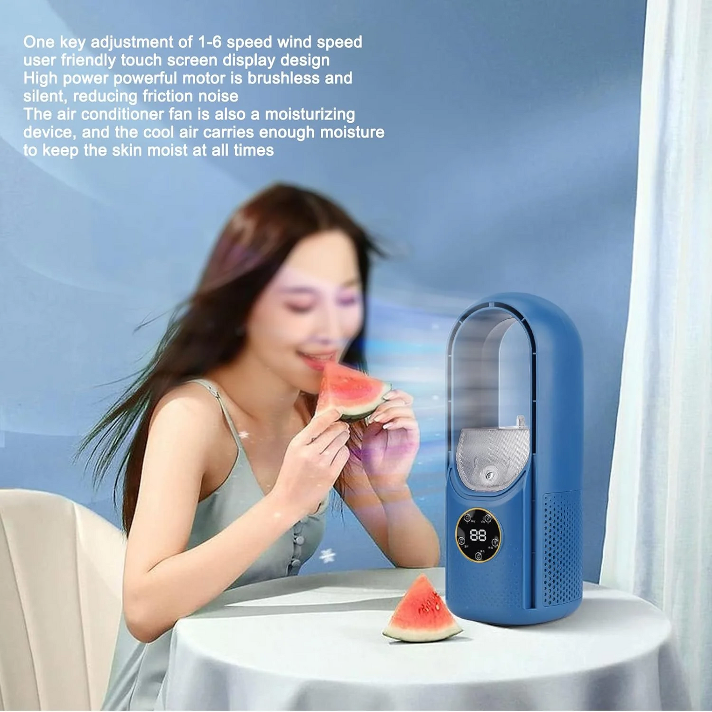 USB Bladeless Desk Fan - Misting & Rechargeable Air