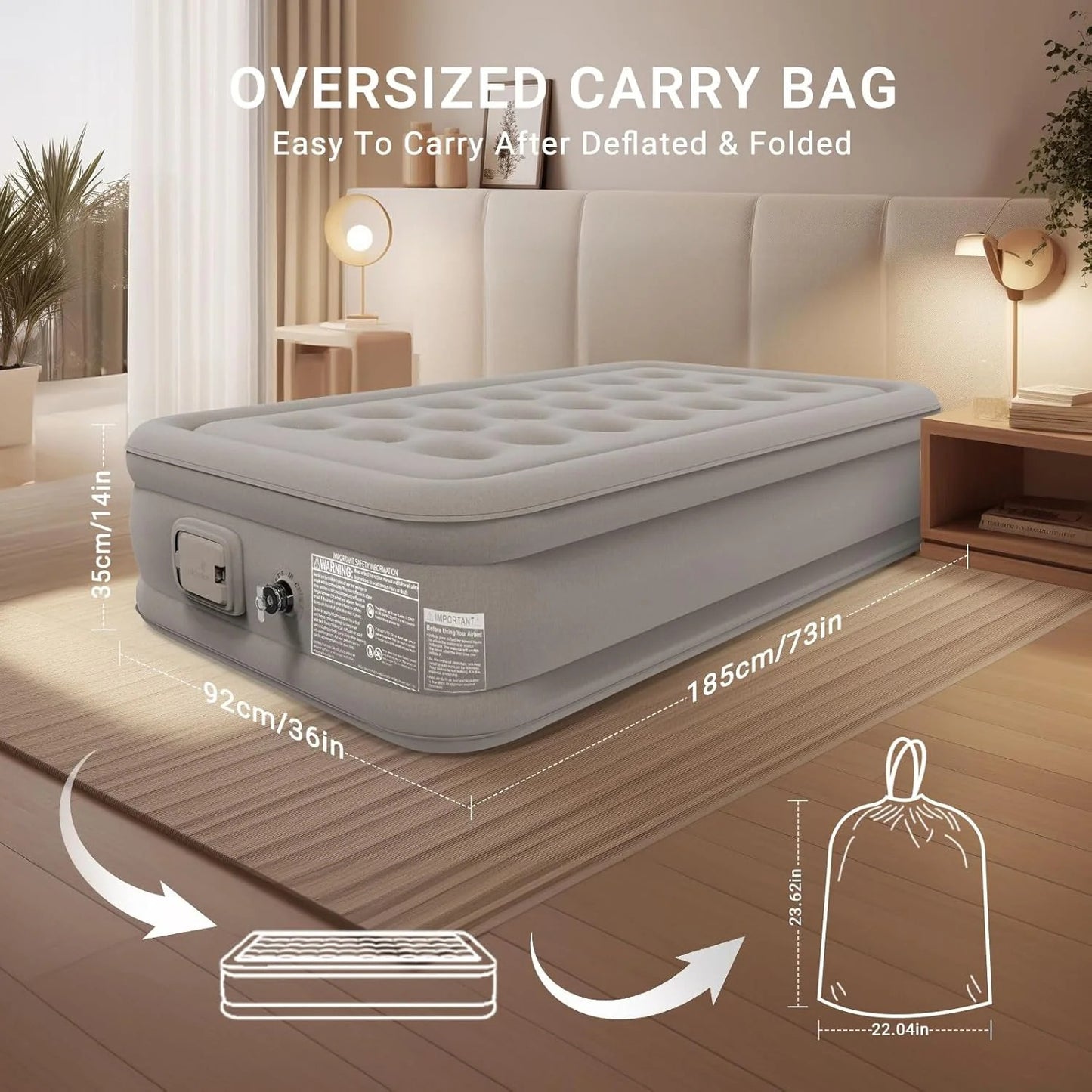 Twin Air Mattress with Built in Pump Inflatable Mattress