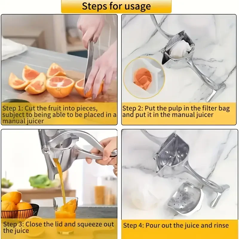 Manual Fruit Press Juicer - Hand Juicer Citrus Squeezer